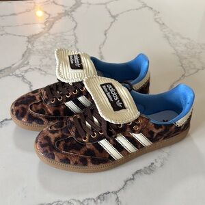 Adidas WALES BONNER Leopard Print Sneakers - Brown and Blue and cream